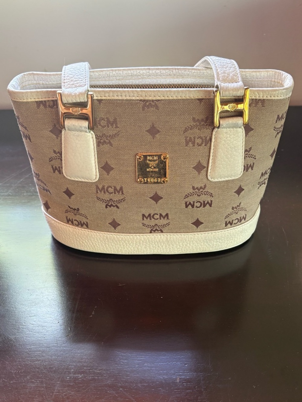 MCM Jacquard Mini Shoulder Tote Bag with gold hardware - Picture 4 of 15